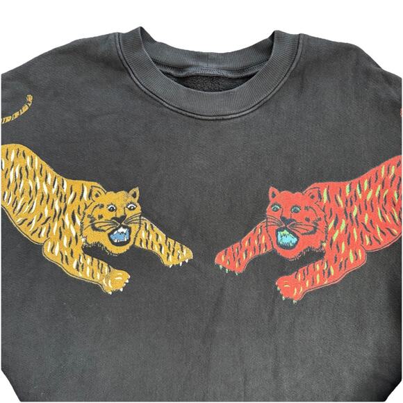 Raquel Allegra Black Tiger Drop Shoulder Sweatshirt Womens M $345 Rare - Picture 3 of 5